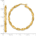 FJC Finejewelers 14 kt Yellow Gold Polished and Textured Twisted Hoop Earrings 39 mm
