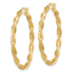 FJC Finejewelers 14 kt Yellow Gold Polished and Textured Twisted Hoop Earrings 39 mm