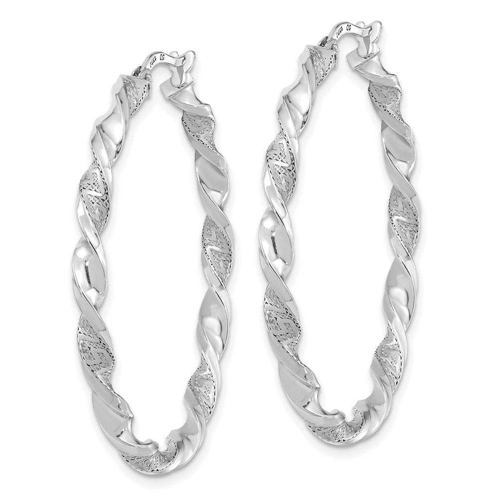 FJC Finejewelers 14 kt White Gold Hoops Polished and Textured Twisted Hoop Earrings 39.7 mm
