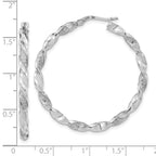 FJC Finejewelers 14 kt White Gold Hoops Polished and Textured Twisted Hoop Earrings 39.7 mm