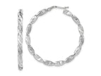 FJC Finejewelers 14 kt White Gold Hoops Polished and Textured Twisted Hoop Earrings 39.7 mm