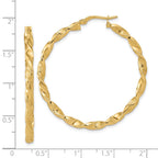 FJC Finejewelers 14 kt Yellow Gold Polished and Textured Twisted Hoop Earrings 42 mm