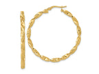 FJC Finejewelers 14 kt Yellow Gold Polished and Textured Twisted Hoop Earrings 42 mm