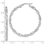 FJC Finejewelers 14 kt White Gold Hoops Polished and Textured Twisted Hoop Earrings 42.5 mm