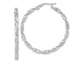 FJC Finejewelers 14 kt White Gold Hoops Polished and Textured Twisted Hoop Earrings 42.5 mm