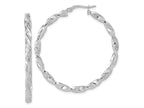 FJC Finejewelers 14 kt White Gold Hoops Polished and Textured Twisted Hoop Earrings 42.5 mm