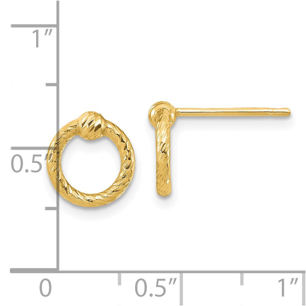 FJC Finejewelers 14 kt Yellow Gold Button Polished Bright Cut Twisted Circle Post Earrings 10 x 9 mm