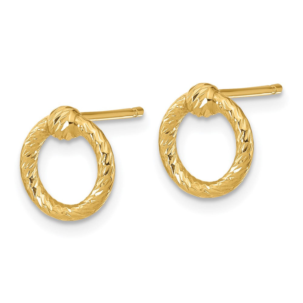 FJC Finejewelers 14 kt Yellow Gold Button Polished Bright Cut Twisted Circle Post Earrings 10 x 9 mm