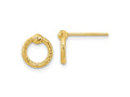 FJC Finejewelers 14 kt Yellow Gold Button Polished Bright Cut Twisted Circle Post Earrings 10 x 9 mm