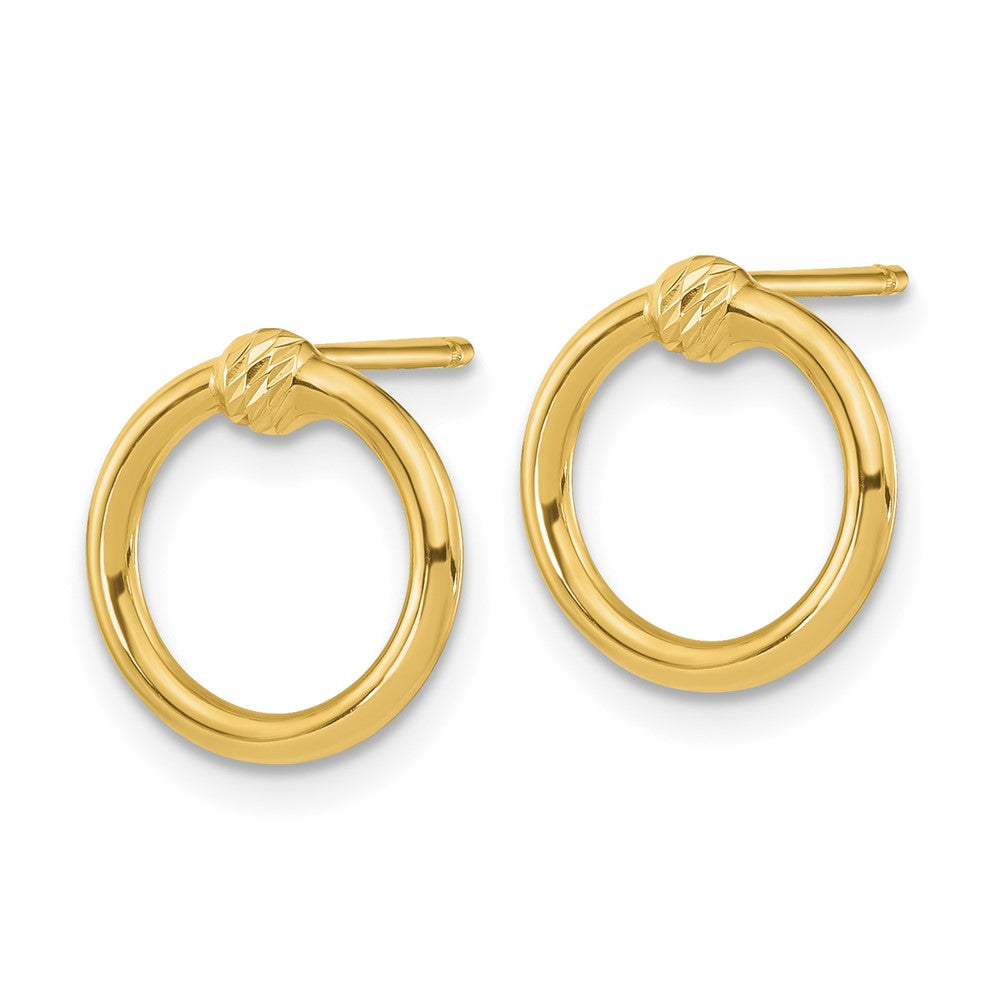 FJC Finejewelers 14 kt Yellow Gold Button Polished and Bright Cut Circle Post Earrings 12 x 11 mm