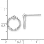 FJC Finejewelers 14 kt White Gold Bright Cut Button Polished and Circle Post Earrings 12.5 mm x 11.25 mm