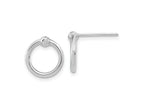FJC Finejewelers 14 kt White Gold Bright Cut Button Polished and Circle Post Earrings 12.5 mm x 11.25 mm