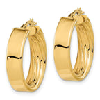 FJC Finejewelers 14 kt Yellow Gold Polished and Textured Inside Hoop Earrings 22 x 21 mm