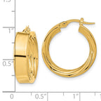 FJC Finejewelers 14 kt Yellow Gold Polished and Textured Inside Hoop Earrings 22 x 21 mm