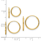 FJC Finejewelers 14 kt Yellow Gold Polished Endless Hoop 3 Piece Set 10 x 10 mm