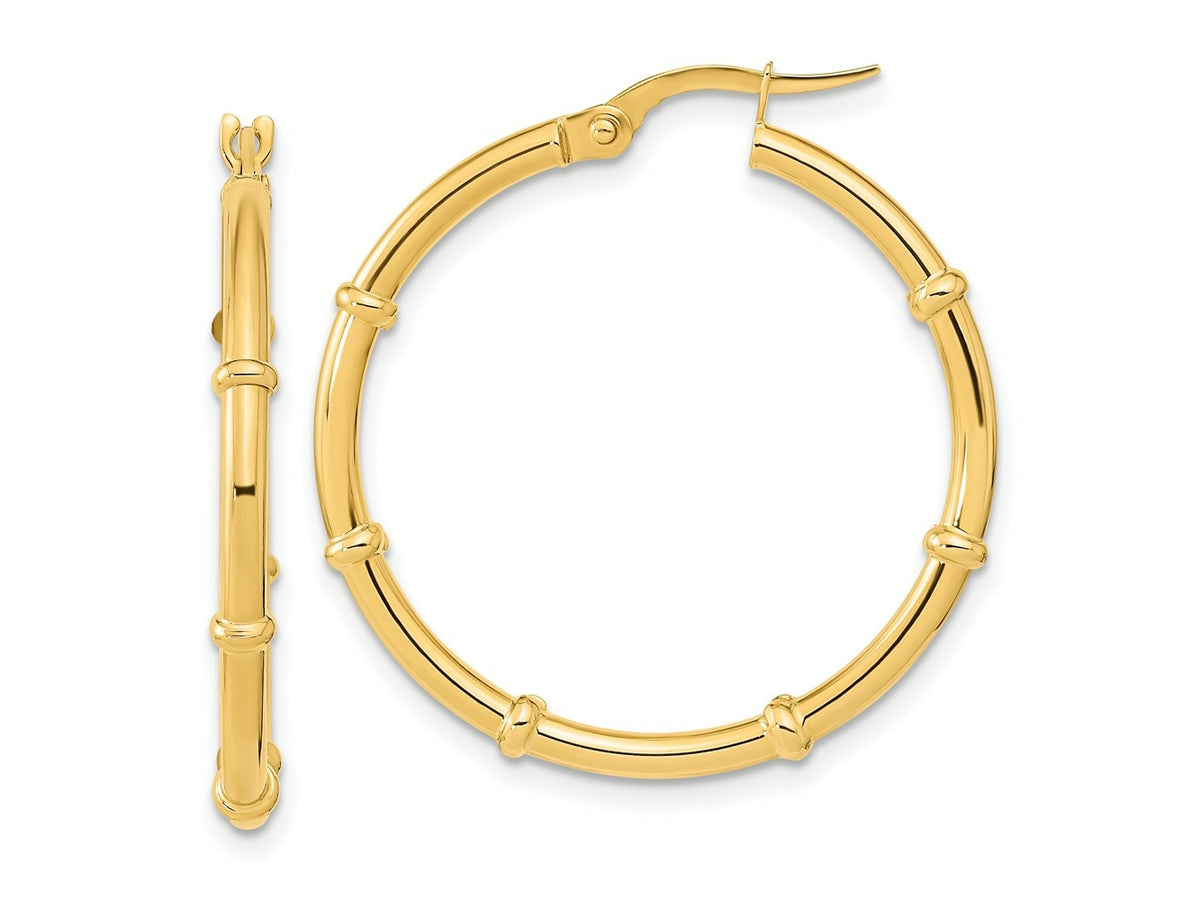 FJC Finejewelers 14 kt Yellow Gold Polished and Fancy Hoop Earrings 28 x 28 mm