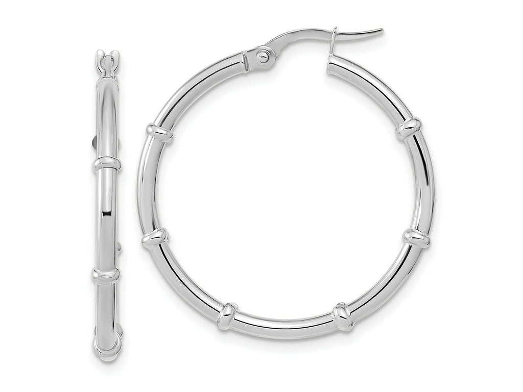 FJC Finejewelers 14 kt White Gold White Polished Fancy Hoop Earrings 28 x 28 mm