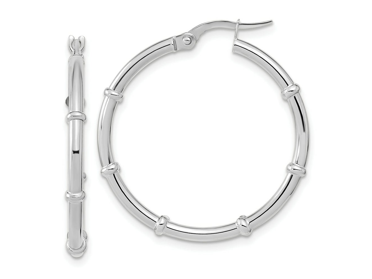 FJC Finejewelers 14 kt White Gold White Polished Fancy Hoop Earrings 28 x 28 mm