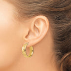FJC Finejewelers 14 kt Yellow Gold Polished Textured Hoop Earrings 24 x 22 mm