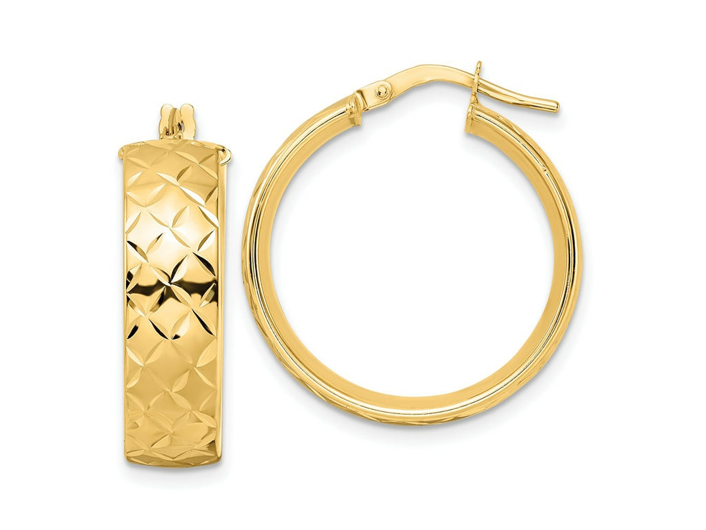 FJC Finejewelers 14 kt Yellow Gold Polished Textured Hoop Earrings 24 x 22 mm