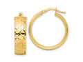 FJC Finejewelers 14 kt Yellow Gold Polished Textured Hoop Earrings 24 x 22 mm