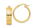 FJC Finejewelers 14 kt Yellow Gold Polished Textured Hoop Earrings 24 x 22 mm