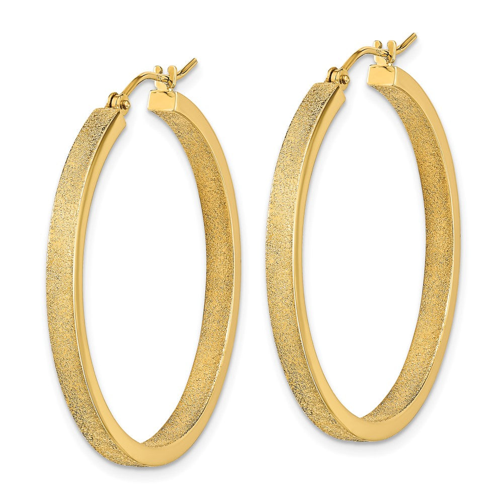 FJC Finejewelers 14 kt Yellow Gold Bright Cut Polished and Brushed Hoop Earrings 37 x 35 mm