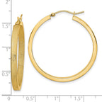 FJC Finejewelers 14 kt Yellow Gold Bright Cut Polished and Brushed Hoop Earrings 37 x 35 mm