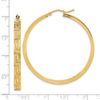 FJC Finejewelers 14 kt Yellow Gold Polished and Satin Greek Pattern Hoop Earrings 46 x 44 mm