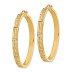FJC Finejewelers 14 kt Yellow Gold Polished and Satin Greek Pattern Hoop Earrings 46 x 44 mm