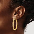 FJC Finejewelers 14 kt Yellow Gold Polished and Satin Greek Pattern Hoop Earrings 46 x 44 mm