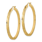 FJC Finejewelers 14 kt Yellow Gold Bright Cut Polished and Textured Hoop Earrings 52 x 49 mm
