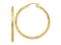 FJC Finejewelers 14 kt Yellow Gold Bright Cut Polished and Textured Hoop Earrings 52 x 49 mm