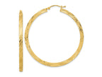 FJC Finejewelers 14 kt Yellow Gold Bright Cut Polished and Textured Hoop Earrings 52 x 49 mm