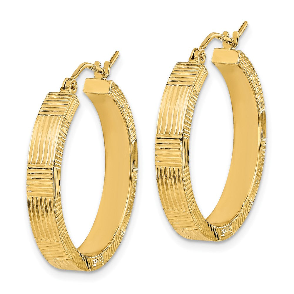 FJC Finejewelers 14 kt Yellow Gold Polished Patterned Hoop Earrings 26 x 25 mm