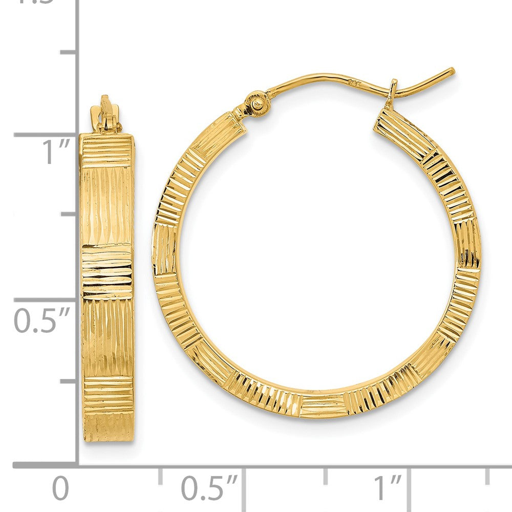 FJC Finejewelers 14 kt Yellow Gold Polished Patterned Hoop Earrings 26 x 25 mm