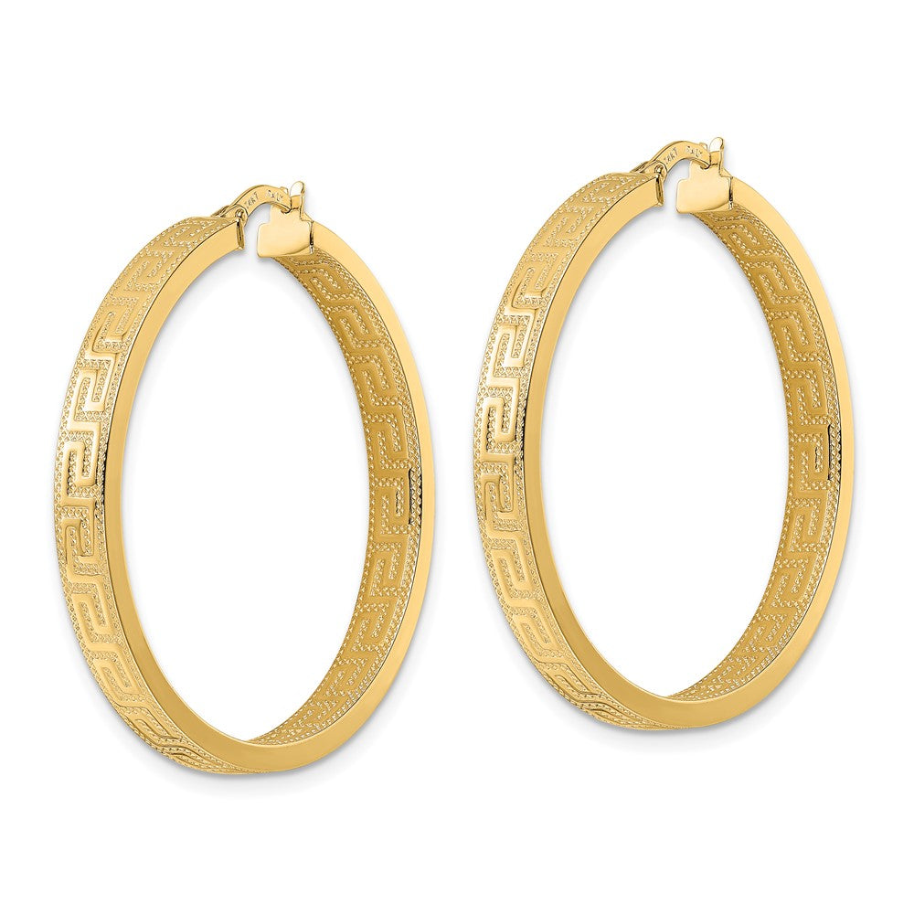 FJC Finejewelers 14 kt Yellow Gold Greek Key Hoop Earrings 36 x 35 mm