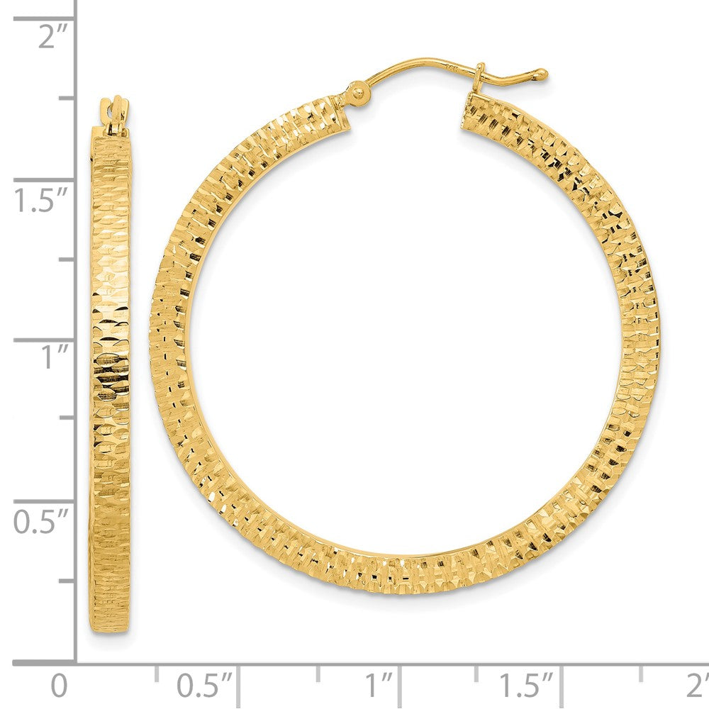 FJC Finejewelers 14 kt Yellow Gold Polished and Hammered Hoop Earrings 40 x 39 mm