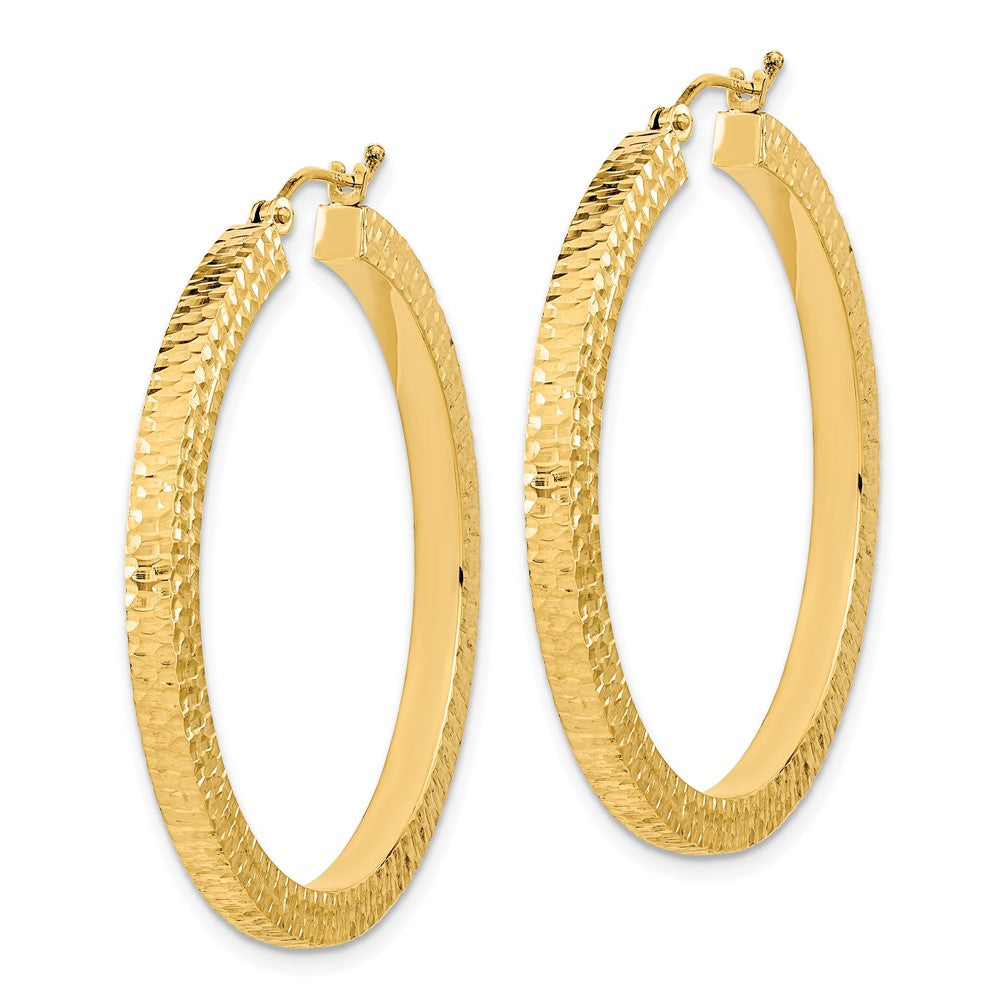 FJC Finejewelers 14 kt Yellow Gold Polished and Hammered Hoop Earrings 40 x 39 mm