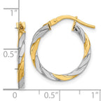 FJC Finejewelers 14 kt Yellow Gold and White Rhodium Polished and Twist Hoop Earrings 19 x 18 mm