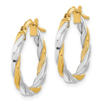 FJC Finejewelers 14 kt Yellow Gold and White Rhodium Polished and Twist Hoop Earrings 19 x 18 mm