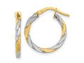 FJC Finejewelers 14 kt Yellow Gold and White Rhodium Polished and Twist Hoop Earrings 19 x 18 mm