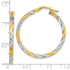FJC Finejewelers 14 kt Yellow Gold and White Rhodium Polished and Twist Hoop Earrings 30 x 30 mm
