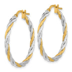 FJC Finejewelers 14 kt Yellow Gold and White Rhodium Polished and Twist Hoop Earrings 30 x 30 mm