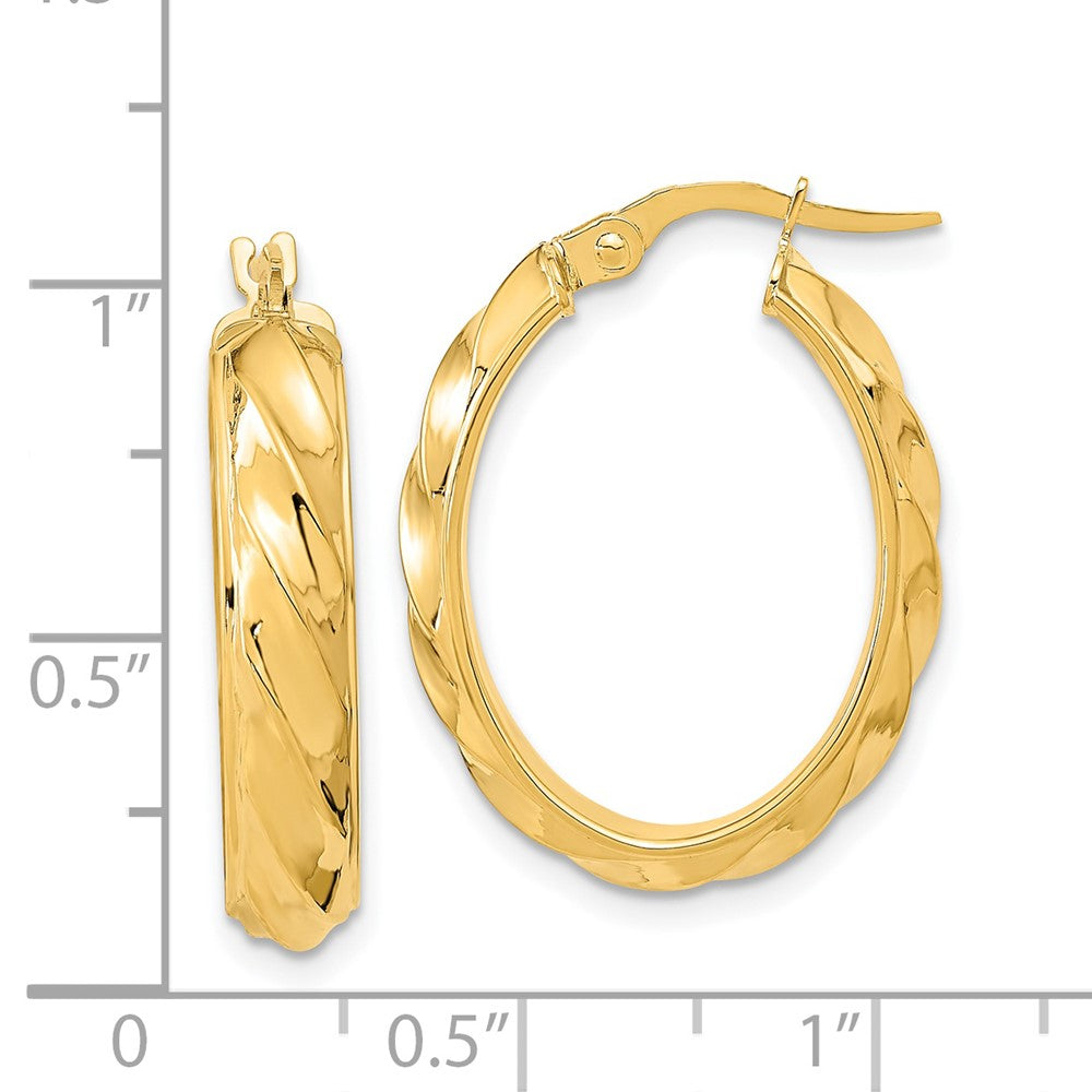 FJC Finejewelers 14 kt Yellow Gold Polished and Twisted Oval Hoop Earrings 25 x 19 mm