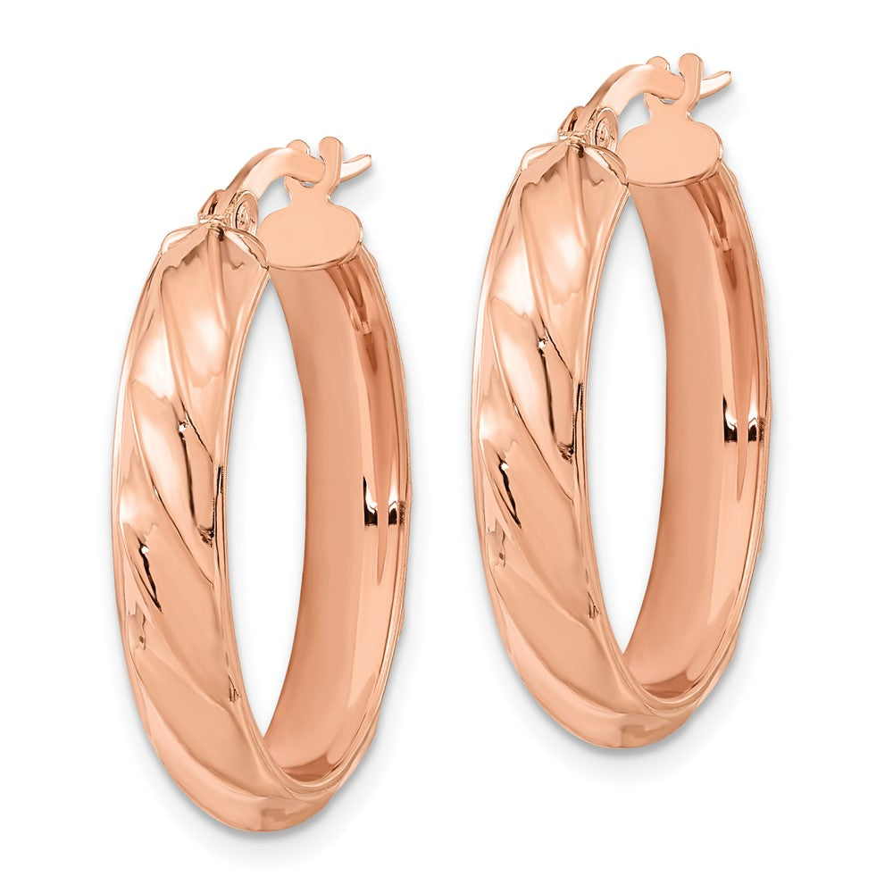 FJC Finejewelers 14 kt Rose Gold Rose Polished and Twisted Oval Hoop Earrings 25 x 19 mm
