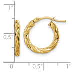 FJC Finejewelers 14 kt Yellow Gold Polished and Textured Twisted Hoop Earrings 16 x 15 mm