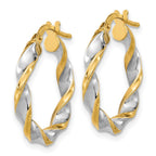 FJC Finejewelers 14 kt Yellow Gold and White Rhodium Polished and Twist Hoop Earrings 22 x 20 mm