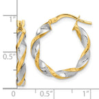 FJC Finejewelers 14 kt Yellow Gold and White Rhodium Polished and Twist Hoop Earrings 22 x 20 mm