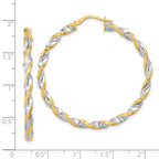 FJC Finejewelers 14 kt Yellow Gold and White Rhodium Polished and Twist Hoop Earrings 42 x 41 mm